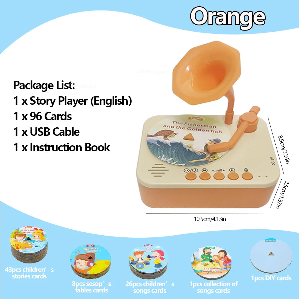 Story Time Music Gramophone in Peach Orange