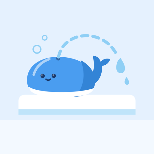 Bath Buddies whale squirting water on the tub edge