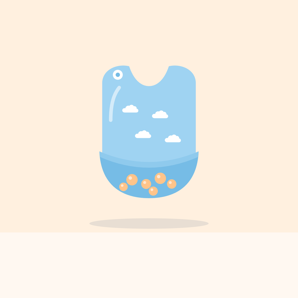 Catch-All Bib pocket catching cereal pieces