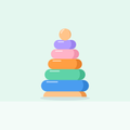 Rainbow Stacking Rings stacked into a tower